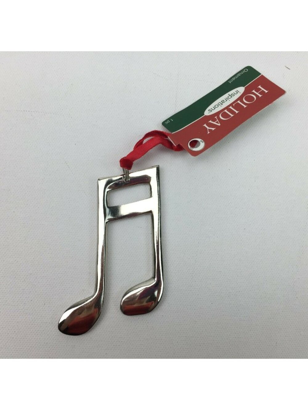 Holiday Inspirations Metal Silver Music Half Note Christmas Ornament